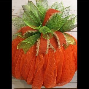 Pumpkin Deco Mesh Wreath New